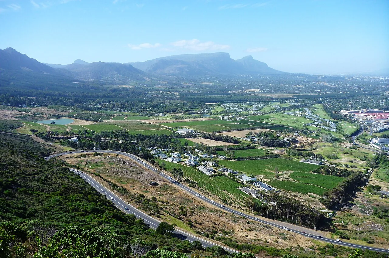 Steenberg wine farm and the Constantia area from Ou Kaapse Weg