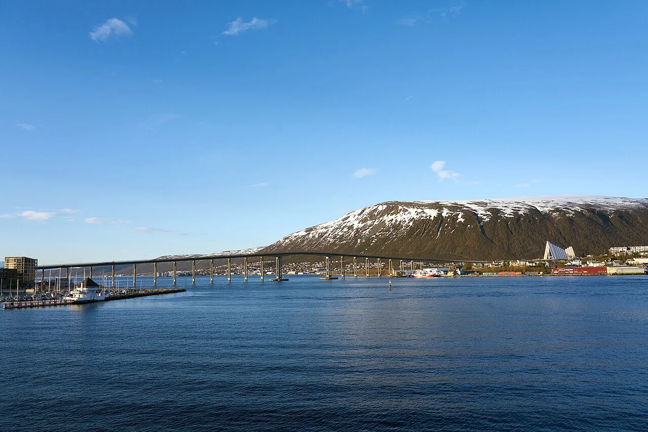 The Arctic Cathedral and Tromsø Bridge, seen from Samuel Arnesens Gate