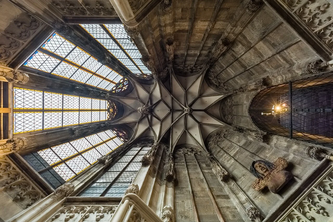 Vault with hanging keystones in St. Barbara's Chapel of St. Stephen's Cathedral, Vienna, Austria